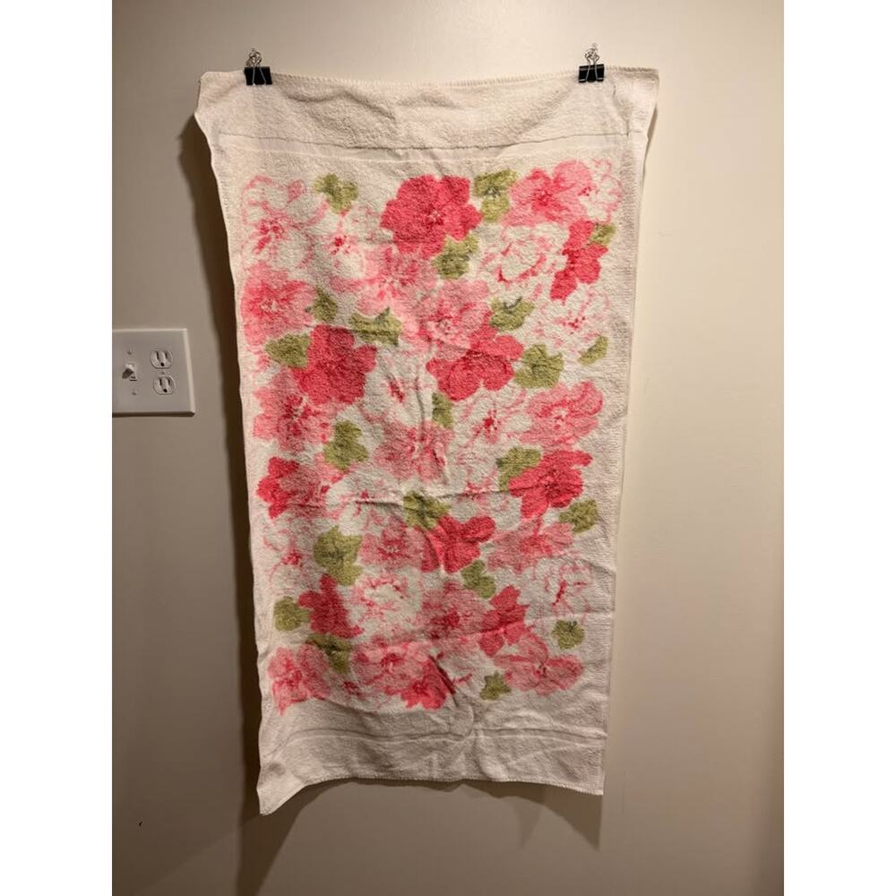 Vintage Pink Floral Cotton Towel